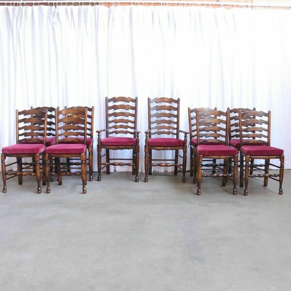 A Set Of Ten Rush Dining Chairs And Large Oak Table By Titchmarsh & Goodwin 10
