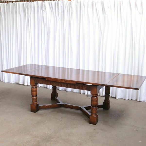 A Set Of Ten Rush Dining Chairs And Large Oak Table By Titchmarsh & Goodwin 10