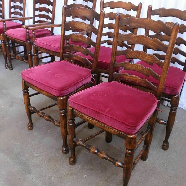 A Set Of Ten Rush Dining Chairs And Large Oak Table By Titchmarsh & Goodwin 10