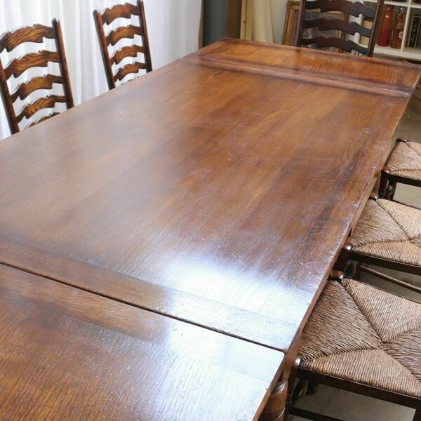 A Set Of Ten Rush Dining Chairs And Large Oak Table By Titchmarsh & Goodwin 10
