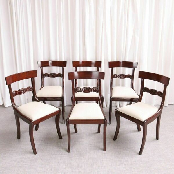 Antique English Regency / William IV 6 Six Cuban Mahogany Dining Chairs 1830