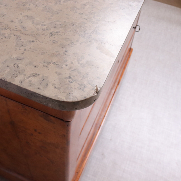 Antique French Burr Elm & Marble Top Commode Or Chest Of Drawers C.1860 6331
