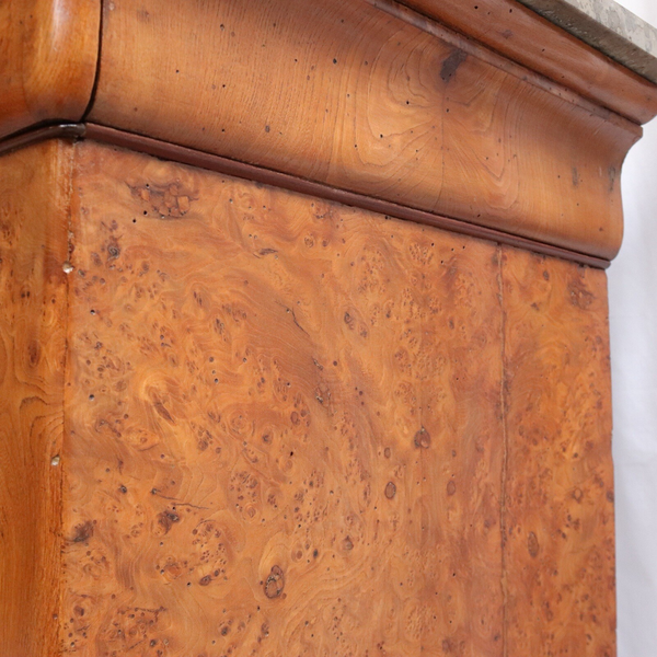 Antique French Burr Elm & Marble Top Commode Or Chest Of Drawers C.1860 6331