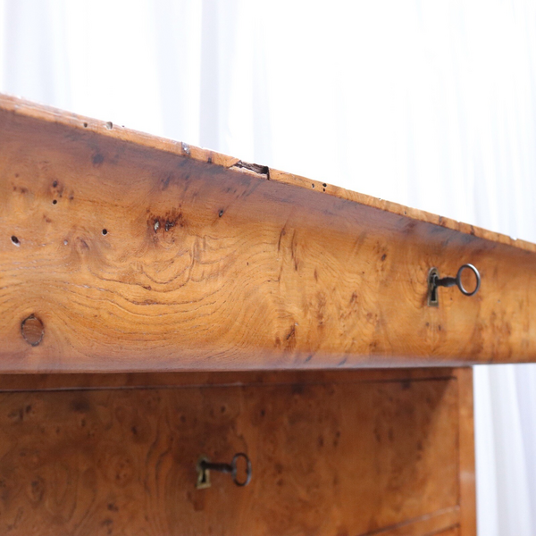 Antique French Burr Elm & Marble Top Commode Or Chest Of Drawers C.1860 6331