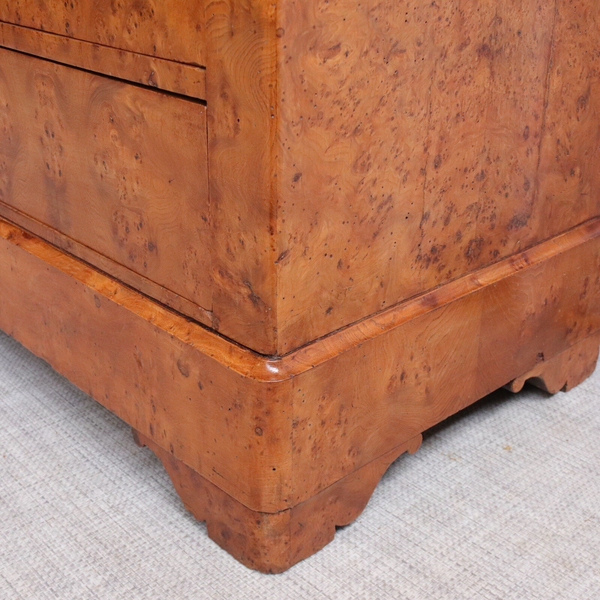 Antique French Burr Elm & Marble Top Commode Or Chest Of Drawers C.1860 6331