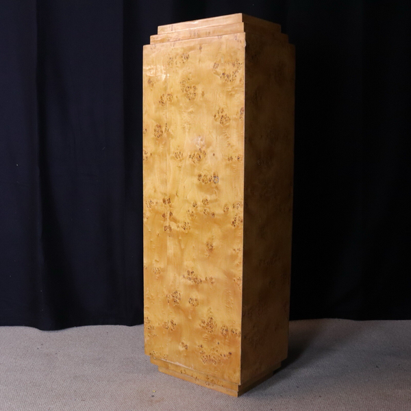 Art Deco Blonde Burr Carved Maple Tall Bedroom Chest Of 7 Drawers