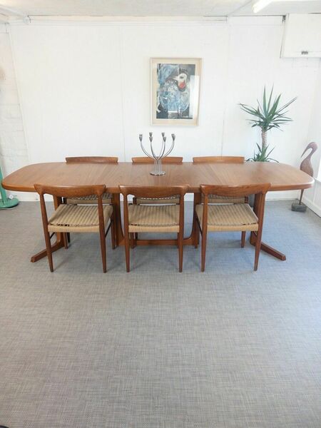 Bramin Danish Set Of 6 Danish Mid Century Teak & Paper Cord Dining Chairs