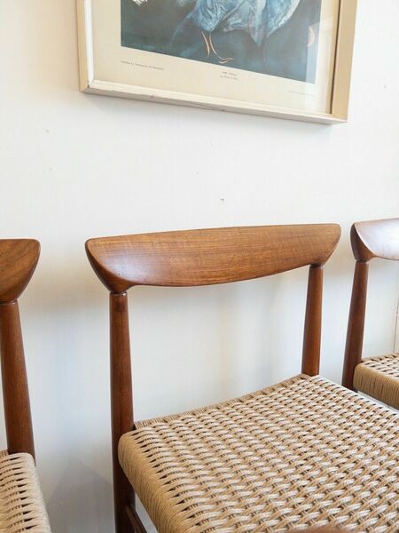 Bramin Danish Set Of 6 Danish Mid Century Teak & Paper Cord Dining Chairs