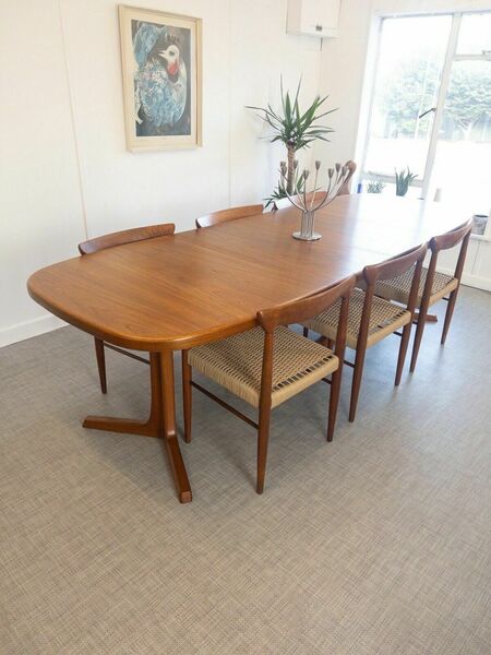 Bramin Danish Set Of 6 Danish Mid Century Teak & Paper Cord Dining Chairs