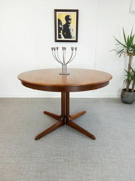 Cj Rosengaarden, Mid Century Danish Teak Extending Circular Dining Table Round