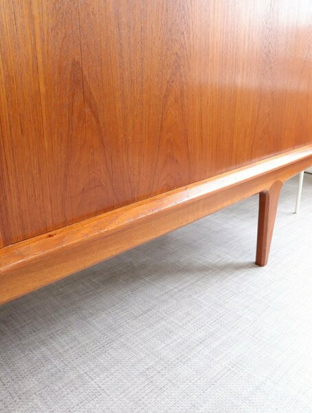 Danish Bernhard Pedersen Teak Tambour Door Long Designer Sideboard Storage Drinks Media