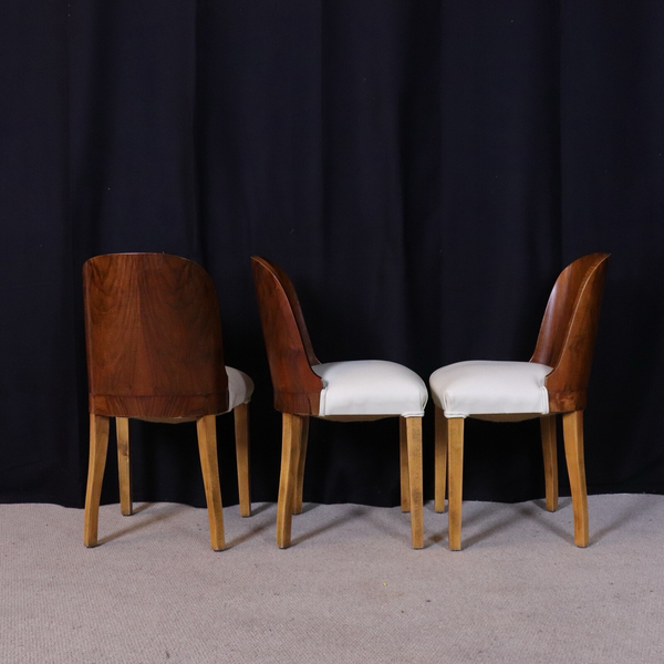 English Art Deco Epstein Style Burr Walnut Dining Table And Chairs Set