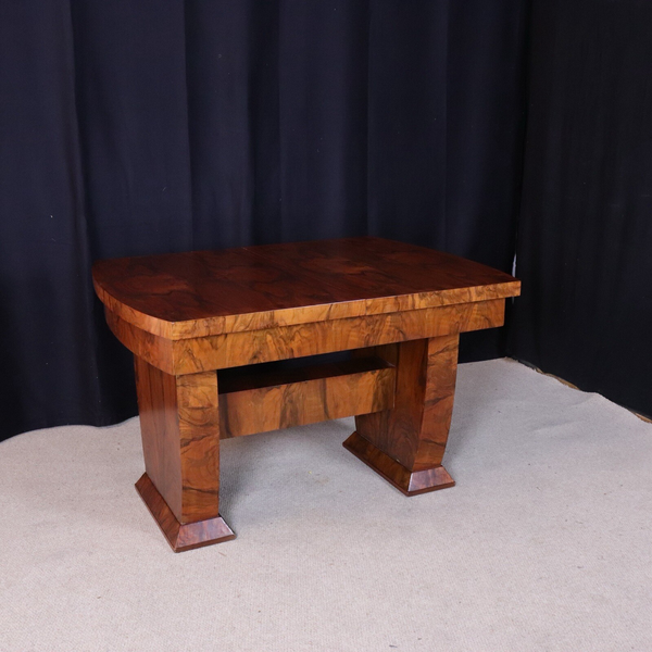 English Art Deco Epstein Style Burr Walnut Dining Table And Chairs Set