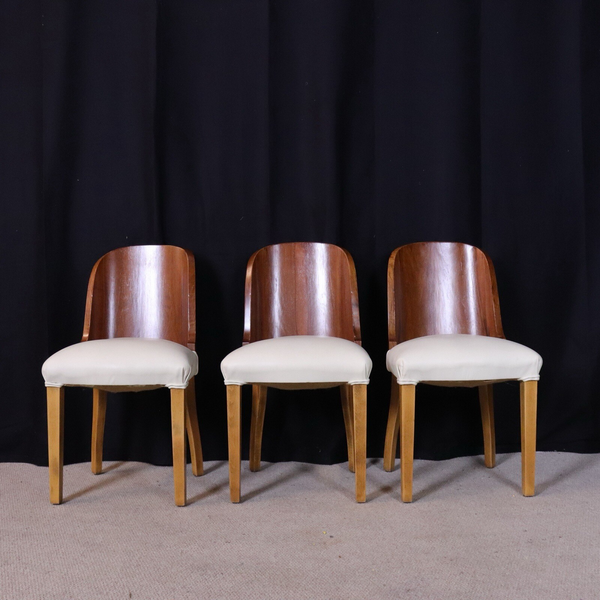 English Art Deco Epstein Style Burr Walnut Dining Table And Chairs Set