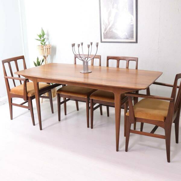 Mid Century Dining Table By A. Younger Solid Plank Dining Table