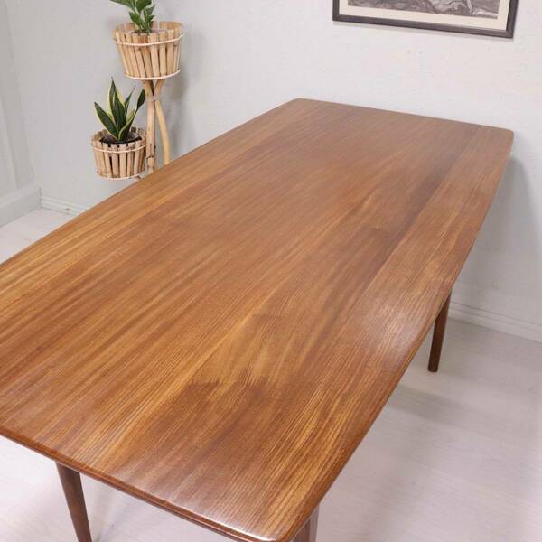 Mid Century Dining Table By A. Younger Solid Plank Dining Table