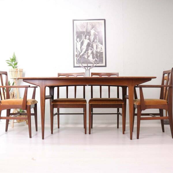 Mid Century Dining Table By A. Younger Solid Plank Dining Table