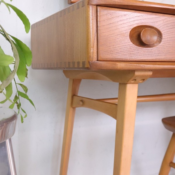 Mid Century Ercol Rare Blonde Dressing Table With Mirror