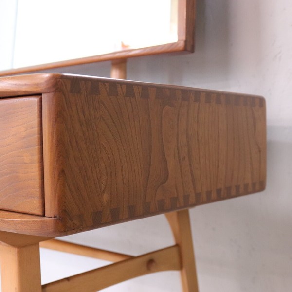 Mid Century Ercol Rare Blonde Dressing Table With Mirror