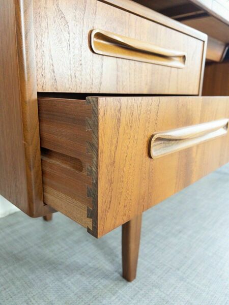 Mid Century G Plan Fresco Teak Mirrored Floating Desk / Dressing Table & Stool