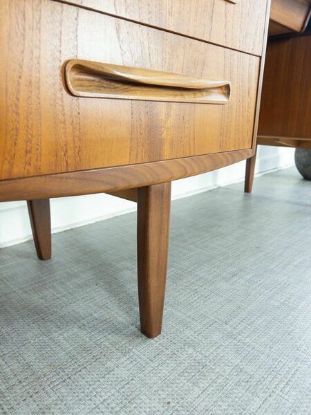 Mid Century G Plan Fresco Teak Mirrored Floating Desk / Dressing Table & Stool