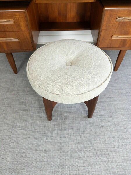 Mid Century G Plan Fresco Teak Mirrored Floating Desk / Dressing Table & Stool