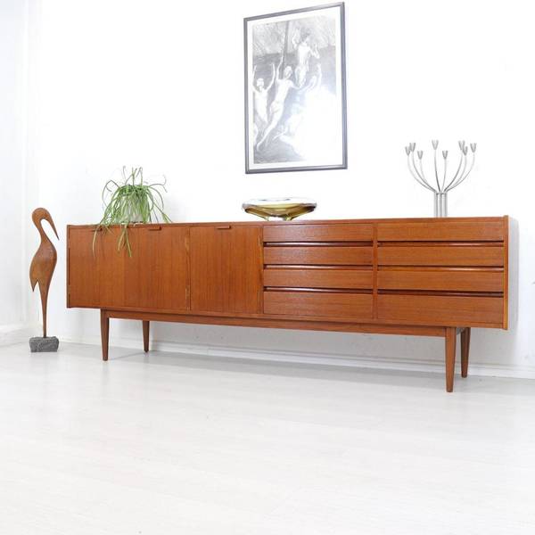 Mid Century Long High End British Made Teak Sideboard Vintage Furniture
