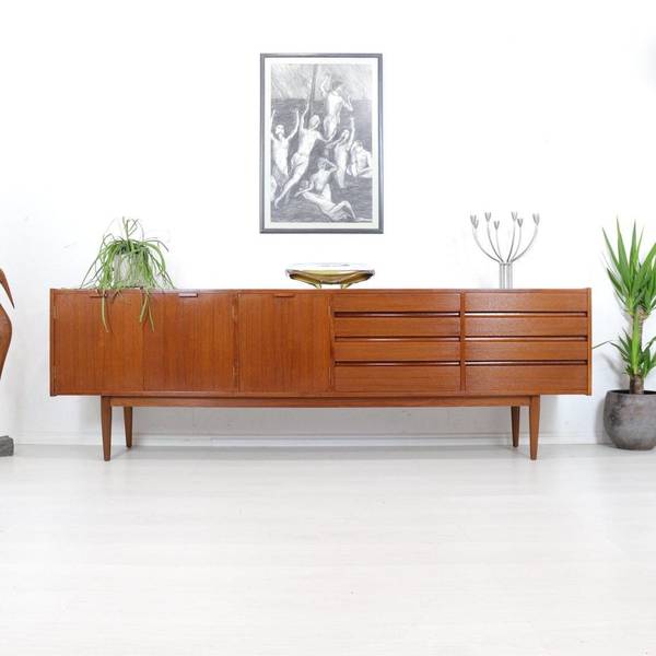 Mid Century Long High End British Made Teak Sideboard Vintage Furniture