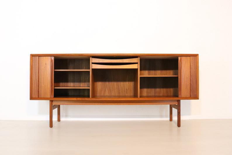 Mid Century Sideboard Bernhard Pedersen & Sons Sideboard Danish Teak Tambour Doors Retro Vintage Designer Furniture Stunning