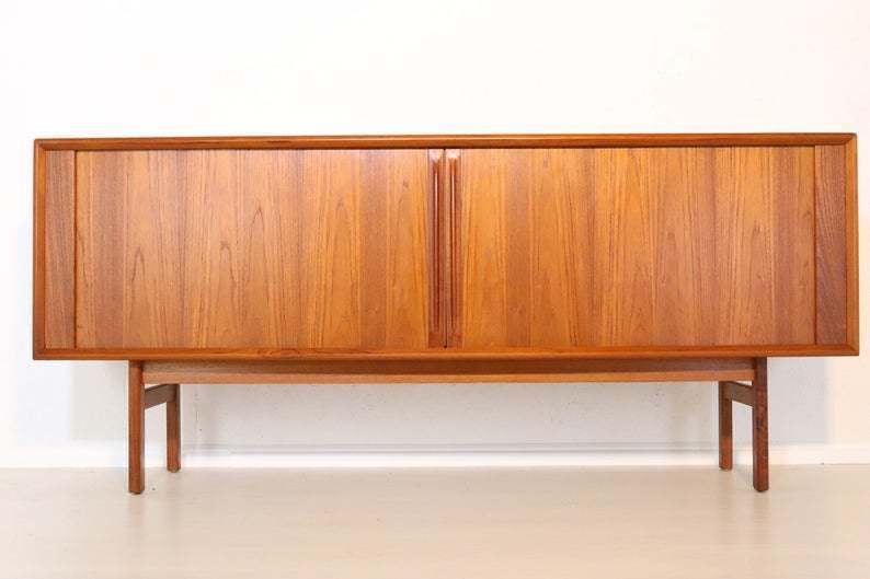 Mid Century Sideboard Bernhard Pedersen & Sons Sideboard Danish Teak Tambour Doors Retro Vintage Designer Furniture Stunning