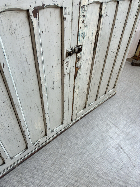 Original Big Pitch Pine Church Housekeepers Cupboard Distressed Antique Painted 6357