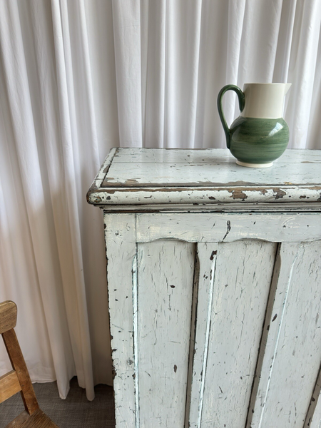 Original Big Pitch Pine Church Housekeepers Cupboard Distressed Antique Painted 6357