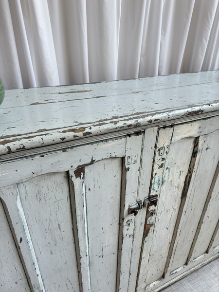 Original Big Pitch Pine Church Housekeepers Cupboard Distressed Antique Painted 6357