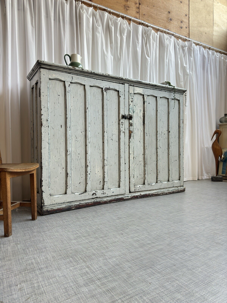 Original Big Pitch Pine Church Housekeepers Cupboard Distressed Antique Painted 6357