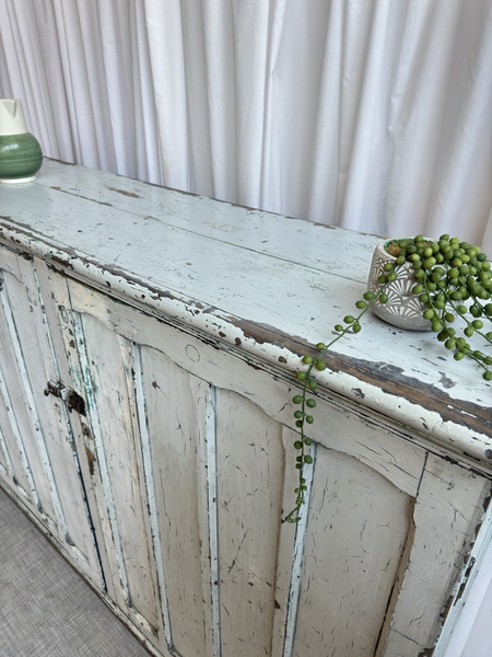 Original Big Pitch Pine Church Housekeepers Cupboard Distressed Antique Painted 6357