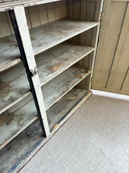 Original Big Pitch Pine Church Housekeepers Cupboard Distressed Antique Painted 6357