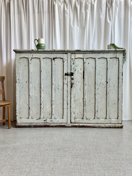 Original Big Pitch Pine Church Housekeepers Cupboard Distressed Antique Painted 6357