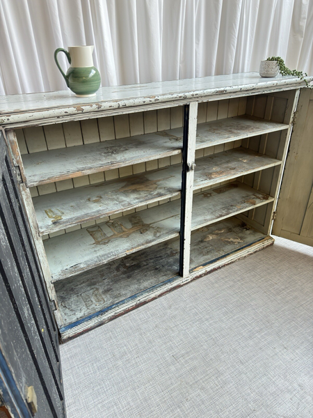 Original Big Pitch Pine Church Housekeepers Cupboard Distressed Antique Painted 6357