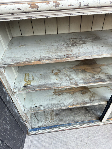 Original Big Pitch Pine Church Housekeepers Cupboard Distressed Antique Painted 6357