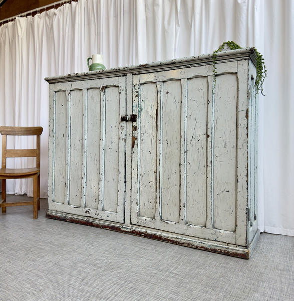 Original Big Pitch Pine Church Housekeepers Cupboard Distressed Antique Painted 6357