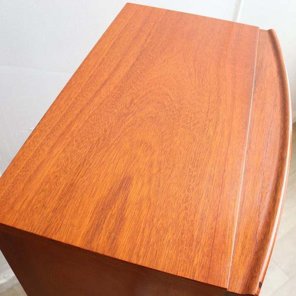 Post Modern Teak Tall Curved Drawer Cabinet By Umberto Agnago For Giorgetti, Italian Designer Furniture, 80s High End Jewellery Storage