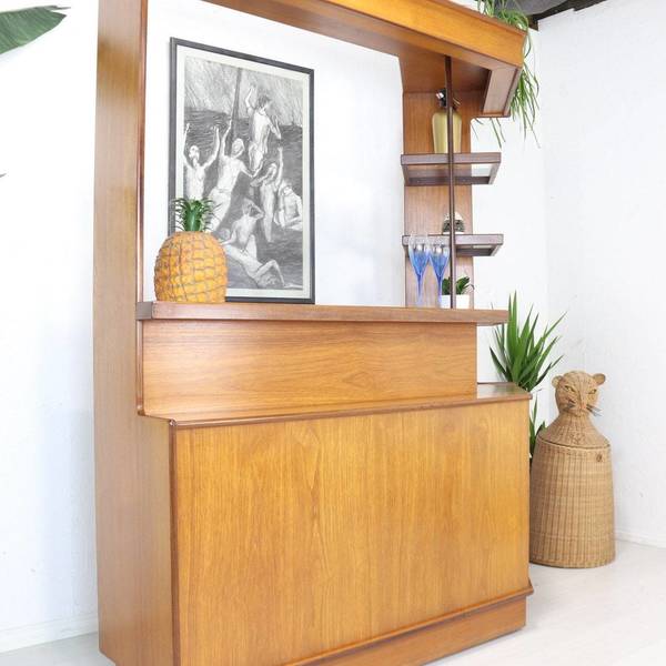 Retro Turnidge Of London Large Cocktail Drinks Bar In Teak Mid Century Stylish Funky Party Item From 1970s Stunning