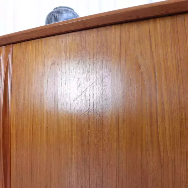 Vintage Danish Teak Tambour Door Sideboard By Bernhard Pedersen & Son Long