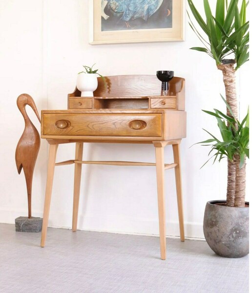 Vintage Ercol 1960s Writing Table Desk 439 Mid Century Home Office Iconic Elm Retro