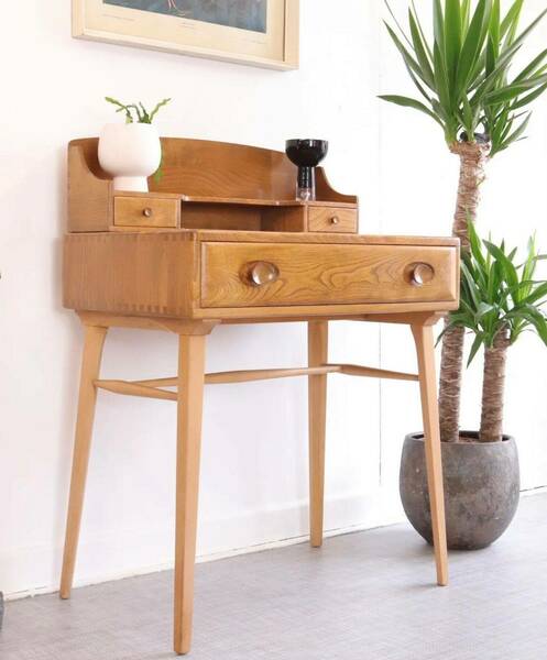 Vintage Ercol 1960s Writing Table Desk 439 Mid Century Home Office Iconic Elm Retro
