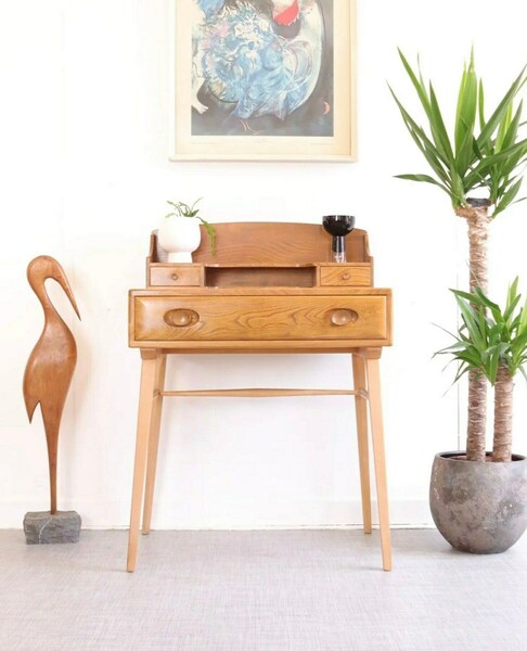 Vintage Ercol 1960s Writing Table Desk 439 Mid Century Home Office Iconic Elm Retro