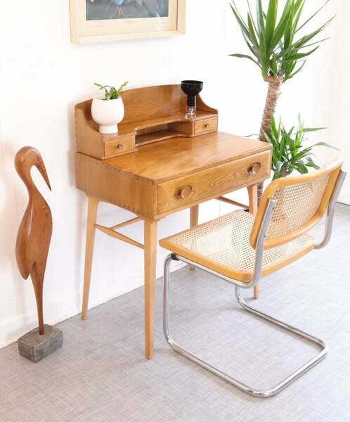 Vintage Ercol 1960s Writing Table Desk 439 Mid Century Home Office Iconic Elm Retro