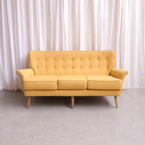 Vintage Mid Century Howard Keith 3 Piece Suite Sofa Armchairs Wingback 60s 6361